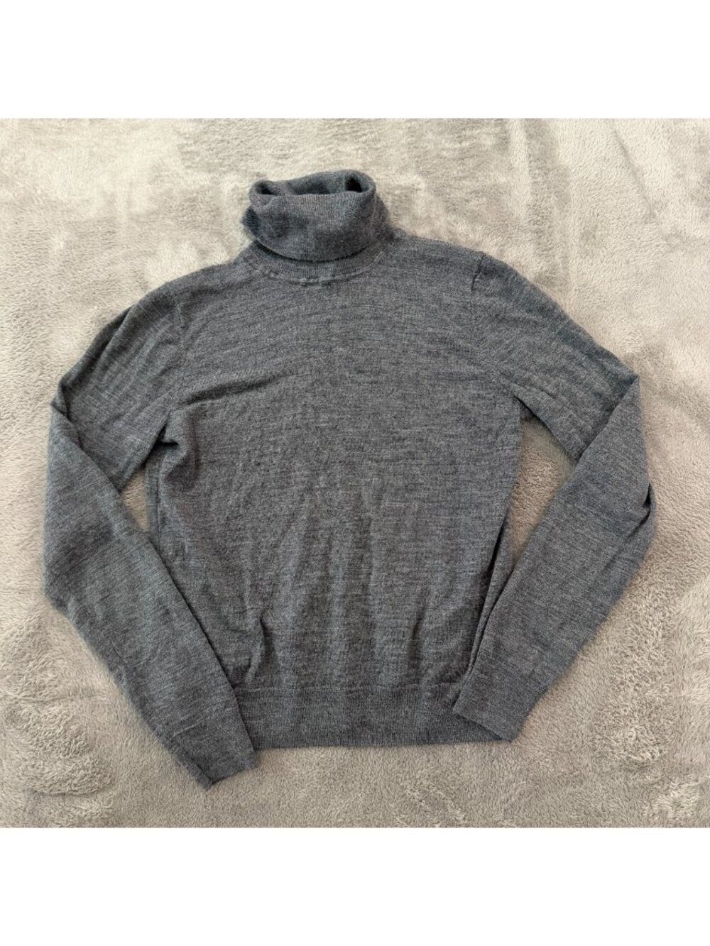 Gap 100% Extra Fine Merino Wool Turtleneck Sweater Womens SMALL Gray Long Sleeve